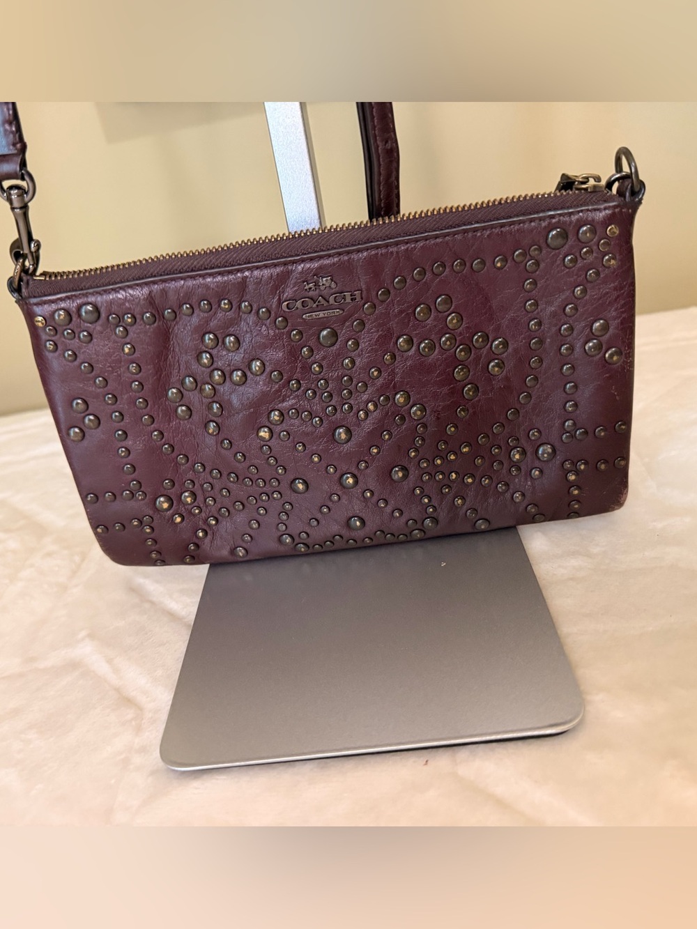Coach Kylie Studded Crossbody Bag in Dark Purple - Picture 2 of 16